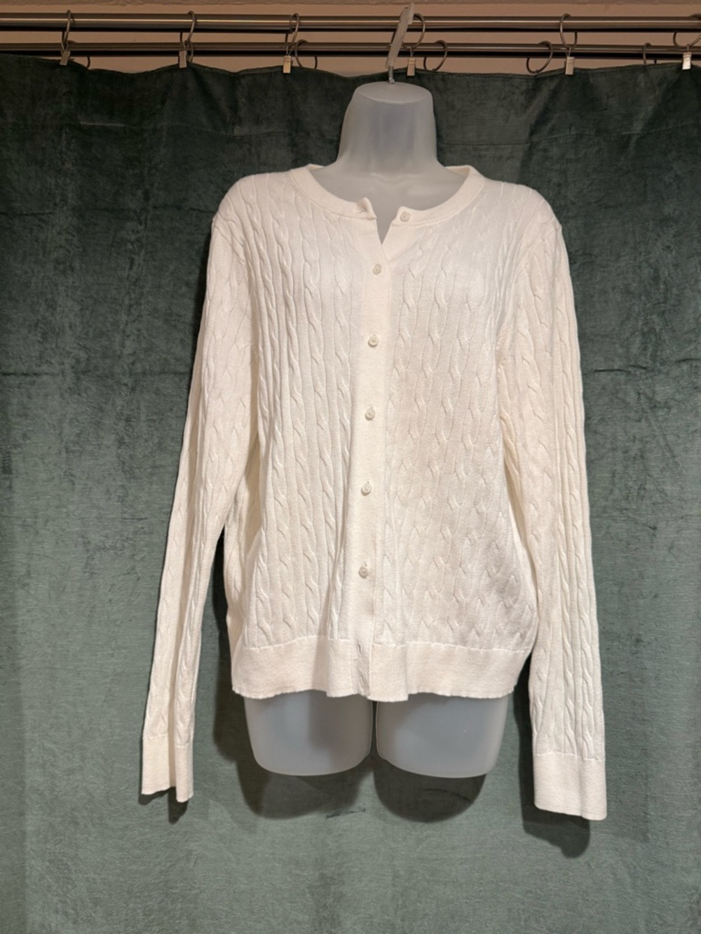J. Crew Ivory Cable Knit Button-Front Cardigan